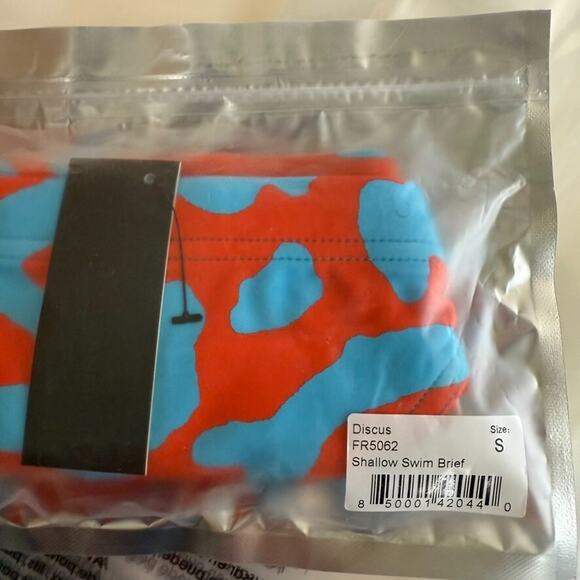 Todd Sanfield Swim Brief Men's Small Blue Red Discus Deep Retro Abstract NEW - Picture 4 of 5